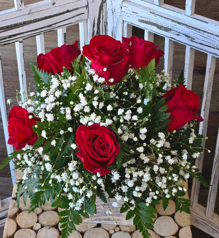 Rustic Red Roses - Half Dozen