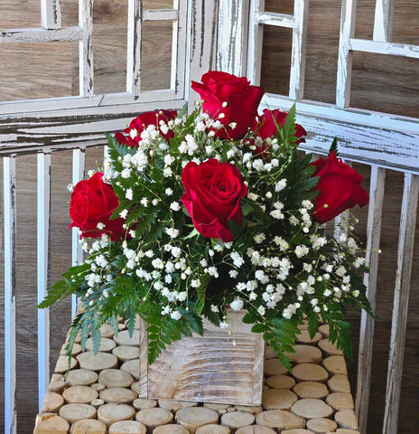 Rustic Red Roses - Half Dozen
