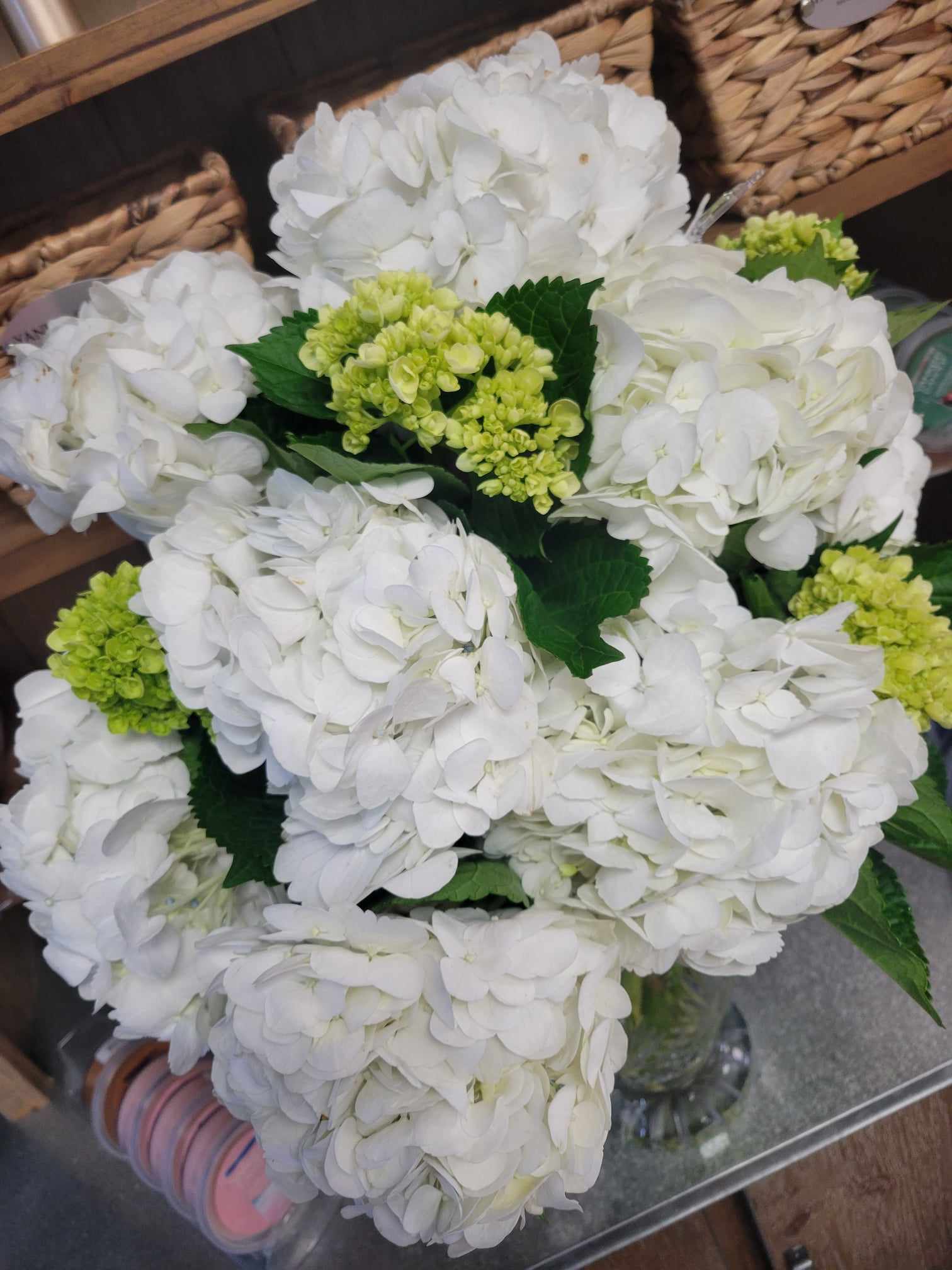 Among the Clouds - White Hydrangea Crystal Bouquet