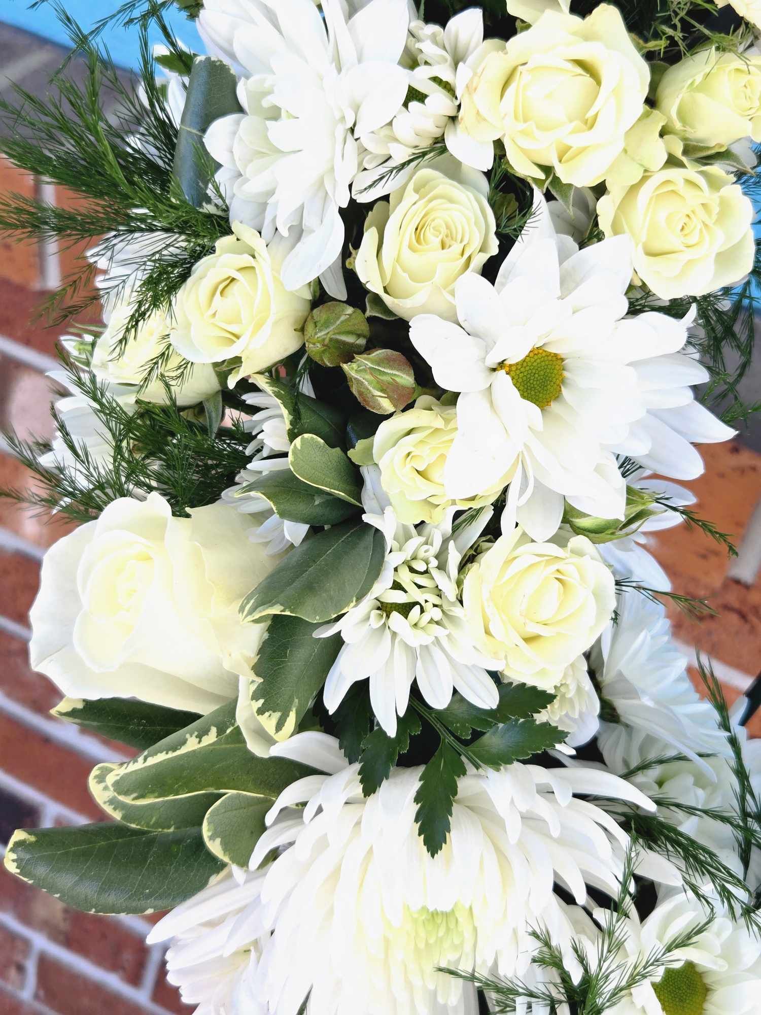 White Wreath Circle Standing Spray