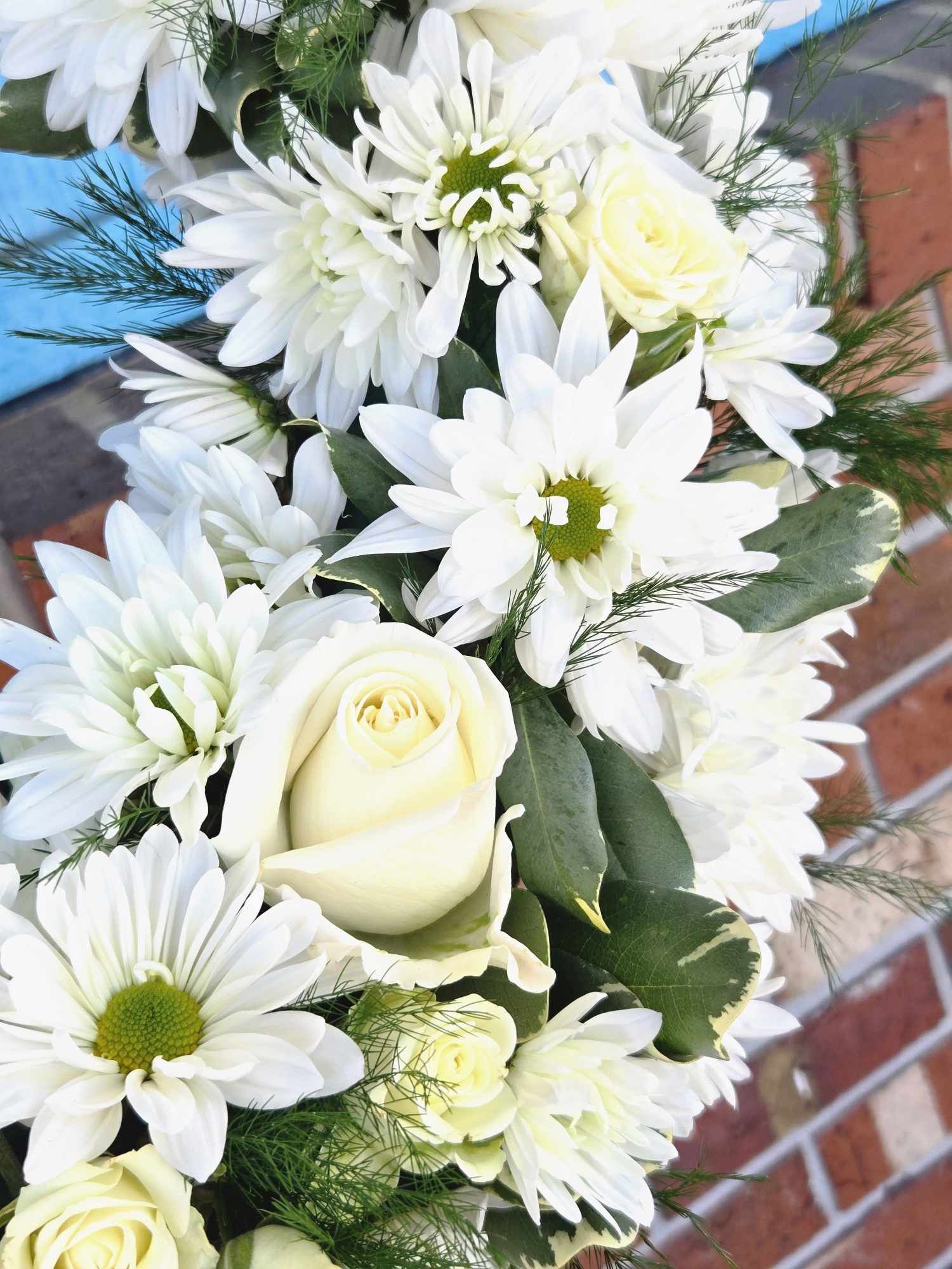 White Wreath Circle Standing Spray