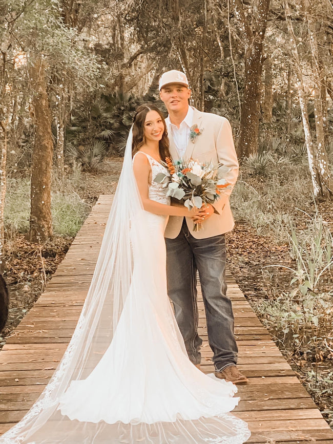 Bride and Groom with Bridal Bouquet