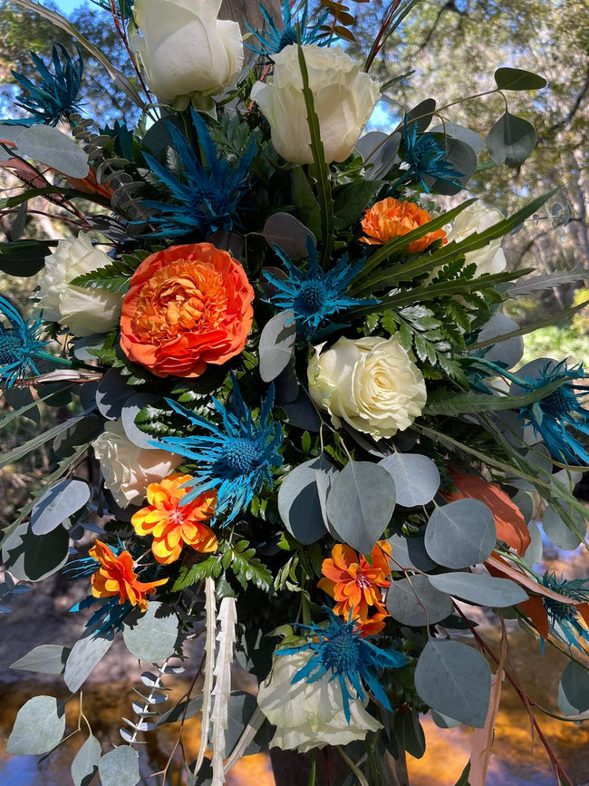 Western Orange and Blue Wedding Accent Pieces
