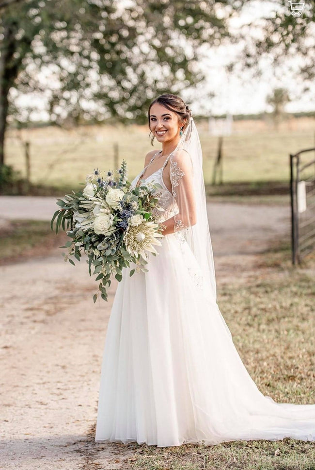 Bride and Large Bridal Bouquet