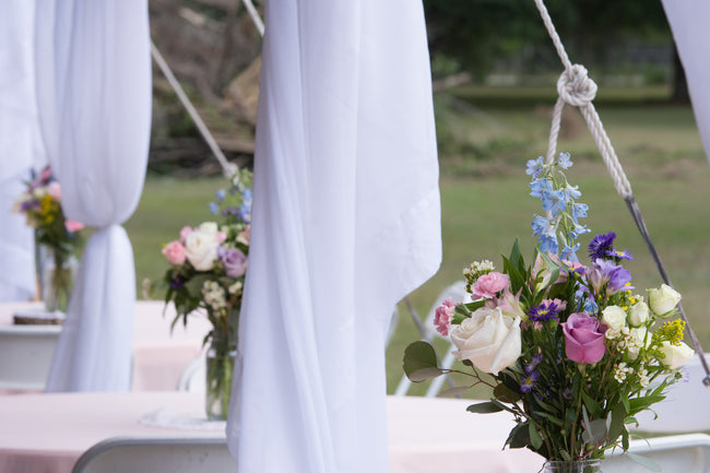 Table Centerpieces under Tent