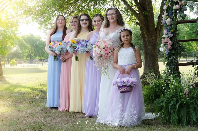 Bride, Bridesmaids, and Flower Girl Spring Wedding