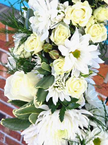 White Wreath Circle Standing Spray