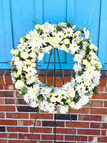 White Wreath Circle Standing Spray
